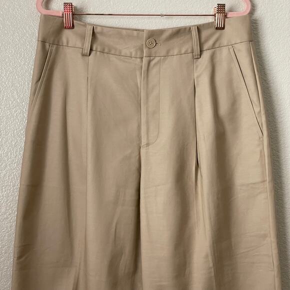 Lauren Ralph Lauren Pants Womens Size 10 Tan Pleated Straight Leg Ankle Preppy - Picture 4 of 12